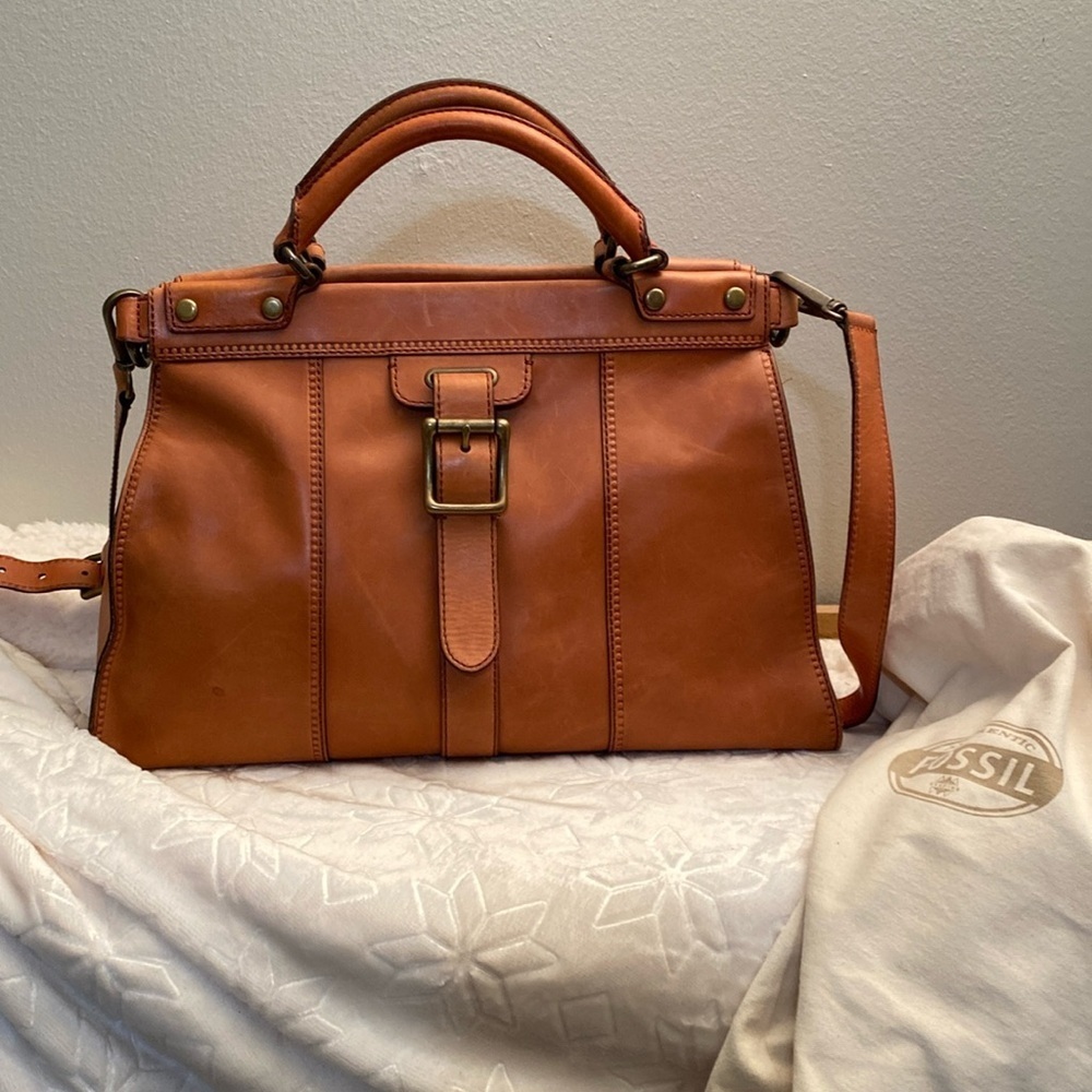 Fossil Tan Leather Satchel